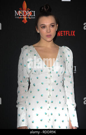 London, Großbritannien. Jan, 2019 18. Während die Netfix synnove Karisen Screening Mediici den Herrlichen gesehen, Cast Photocall im Soho Hotel in London. Credit: Terry Scott/SOPA Images/ZUMA Draht/Alamy leben Nachrichten Stockfoto