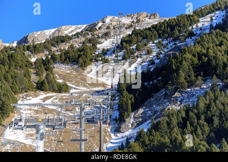 Grandvalira, Andorra: 2019 Januar 15: Skistation Grandvalira von Canillo, Andorra. Stockfoto