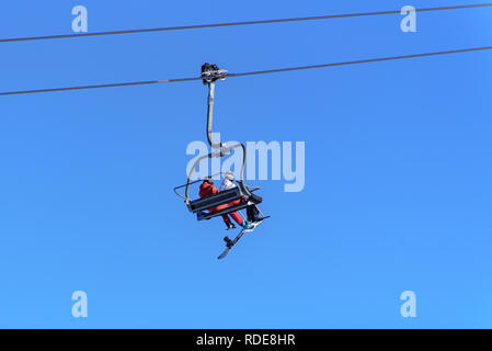 Grandvalira, Andorra: 2019 Januar 15: Skistation Grandvalira von Canillo, Andorra. Stockfoto