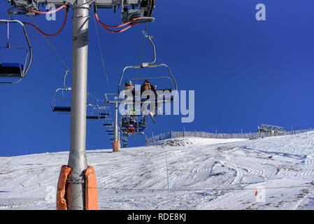 Grandvalira, Andorra: 2019 Januar 15: Skistation Grandvalira von Canillo, Andorra. Stockfoto