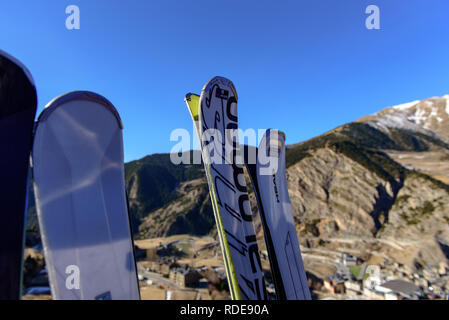 Grandvalira, Andorra: 2019 Januar 15: Skistation Grandvalira von Canillo, Andorra. Stockfoto