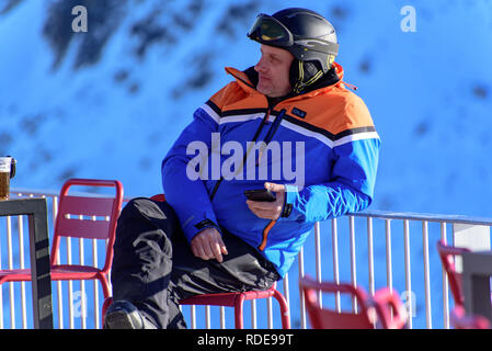 Grandvalira, Andorra: 2019 Januar 15: Skistation Grandvalira von Canillo, Andorra. Stockfoto