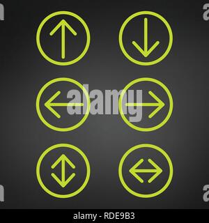 Pfeil im Symbol Kreis in grüner Farbe. Sammlung von runde Symbole mit verschiedenen Richtungspfeile. Editierbare Schlaganfall. Vector Illustration auf b isoliert Stock Vektor