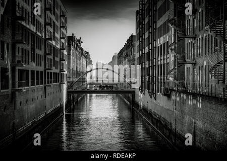 Deutschland, Hamburg, Elbe, Hafen, Speicherstadt, Hafencity, Sandbrücke Stockfoto