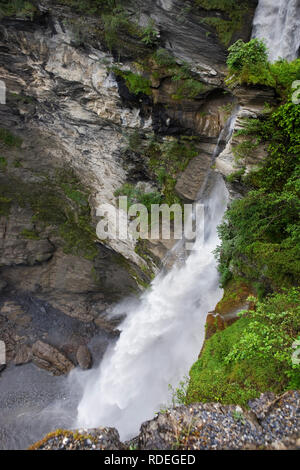 Reichenbachfall, Meiringen, Berner Oberland, Schweiz, in dem Sherlock Holmes und Moriarty ihren finalen Showdown hatte Stockfoto