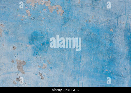 Blau lackiert alte Betonwand. Abstract grunge Texturen Hintergrund Stockfoto