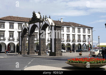 Centro da Cidade de Ponta Delgada, Azoren, Portugal Stockfoto