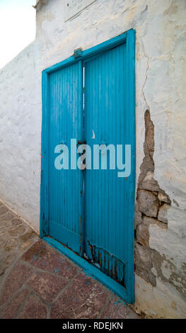 Tür des Hauses in der Insel Hydra, Griechenland Stockfoto