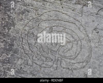 Rock Zeichnungen, die 'Labyrinth', Val Camonica, Italien, Lombardei, Provinz Brescia, Camonica Tal, Capo di Ponte, UNESCO Weltkulturerbe Stockfoto