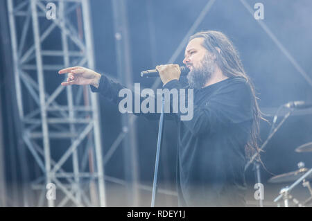 Österreich, Nickelsdorf - Juni 15., 2018. Der amerikanische Sänger Jonathan Davis führt ein Live Konzert während der österreichischen Musik Festival Nova Rock Festival 2018. (Foto: Gonzales Foto - synne Nilsson). Stockfoto