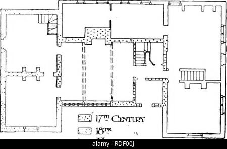 . Die Victoria Geschichte der Grafschaft von Lancaster;. Natural History. Eine GESCHICHTE VON LANCASHIRE Treuhänder zu William Brctherton, die ich 890 starb und herabgestiegen zu sein Sohn Pfr. H. V. Bretherton, Rektor der Eccleston." mawdesley Halle liegt am nördlichen Ende des Dorfes an der Spitze eines Felsen aus rotem Sandstein Felsen gelegen, etwa 10 oder 12 ft. über der Straße, von der aus es steht eine Strecke von etwa zwanzig Meter. Das Haus, das nach Süden, ist von zwei Geschichten, der H-Typ der Plan, die ursprünglich im 17. Jahrhundert gebaut, aber viel gegen Ende des 8. oder Anfang des 1 geändert Stockfoto