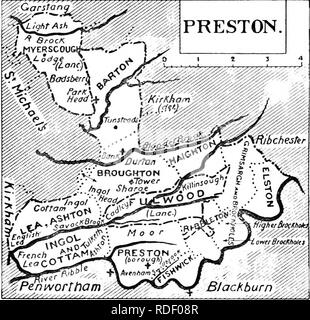 . Die Victoria Geschichte der Grafschaft von Lancaster;. Natural History. Eine GESCHICHTE VON LANCASHIRE PRESTON RIBBLETOX GRI. MSARGH und BROCKHOLES PRESTON ELSTON FISHWICK BROUGHTON HAIGHTON BARTON LEA, Ashton, INGOLF und COTTAM der Pfarrei von Preston liegt am nördlichen Ufer des Ribble, und hat eine Fläche von 16,116 acres, einschließlich 207 Hektar Gezeiten Wasser. Die Bevölkerung im Jahr 1901 war 115,483, in der Regel innerhalb der Gemeinde von Preston. Die Oberfläche ist wellig, mit einem allgemeinen Anstieg in Richtung Norden und Osten. Die Geschichte der Pfarrei ist praktisch, der Stadt, die ihren Namen der gesamten gegeben hat. Den o Stockfoto