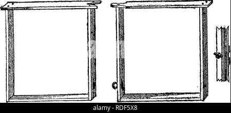 . Langstroth auf dem Hive und Honig-Biene. Bienen. 272 Queen" Aufzucht. Waren die Kolonien zurückgegeben. Zwei kleine Frames günstiger sind als ein großer Rahmen, da sie mehr Kompaktheit der Cluster geben. Außerdem sind diese kleinen Kolonien. Schwein. 104. Teilbar FEAME^ alten Stil. bis leicht danach durch Kopplung der Frames aufgebaut werden, und die Vereinigung der Kämme von 3 oder 4 Kerne in einem großen bienenkorb.. Bitte beachten Sie, dass diese Bilder extrahiert werden aus der gescannten Seite Bilder, die digital haben für die Lesbarkeit verbessert - Färbung und Aussehen dieser Abbildungen können nicht Perfekt resemb Stockfoto