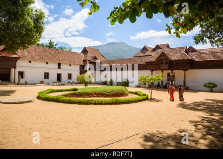 Padmanabhapuram Palace, typische Keralan Architektur, Tamil Nadu, Indien Stockfoto