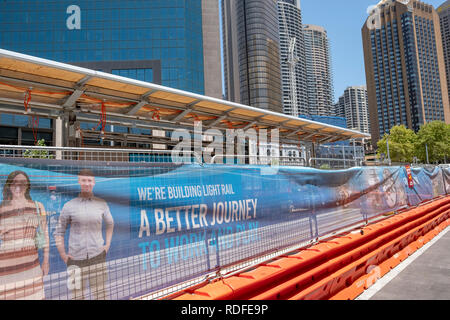 Bau der Sydney CBD light rail Projekt wird im 2019 am Circular Quay in Sydney City Centre, Sydney, Australien Stockfoto