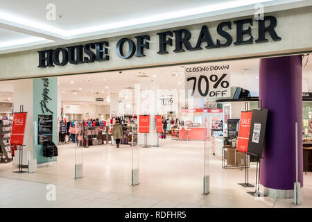 Schließung Verkauf im House of Fraser shop, Nottingham, England, Großbritannien Stockfoto