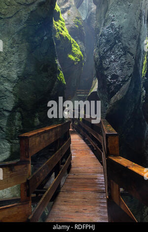 Holzsteg in die Seisenbergklamm/Seisenbachklamm, Schlucht in der Nähe von Weißbach bei Lofer Saalachtal, Salzburg/Salzburger Land, Österreich Stockfoto