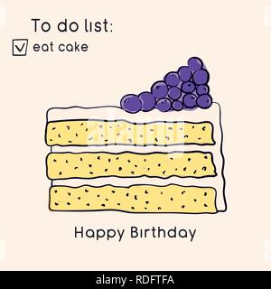 Geburtstag Grußkarten. Doodle Style Collection von Kuchen. Süßigkeiten und Gebäck. Vector Illustration Stock Vektor