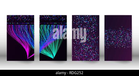 Grosse Daten Visualisierung Netzwerk. Abdeckung der futuristischen Infografiken, 3D-Welle, virtuellen, digitalen Sound, Musik. Vektor abstrakte farbenfrohe big Daten i Stock Vektor