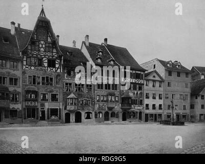 Marktplatz von Stein am Rhein, Schaffhausen, Schweiz, Europa, historische Fotos aus der Zeit um 1900 Stockfoto