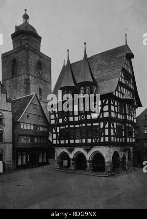 Rathaus von Alsfeld, Hessen, historische Fotos aus der Zeit um 1900 Stockfoto