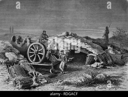 An der Batterie von Perouse in der Nähe von Belfort nach der Verkündigung des Friedens, 1550 Kriegschronik 1870-1871, Illustrierte Krieg Stockfoto