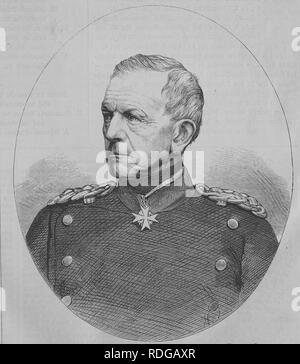 Helmuth Karl Bernhard Graf von Moltke, Stabschef der preußischen Armee, historische Darstellung, illustrierte Krieg Chronik Stockfoto