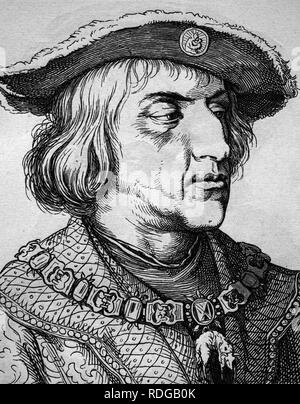 Maximilian I. von Habsburg, Kaiser des Heiligen Römischen Reiches 1459-1519, historische Darstellung, Porträt, 1880 Stockfoto