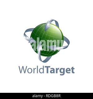 Grüne Welt target Arrow Logo Konzept Design. Symbol grafische Vorlage element Vektor Stock Vektor