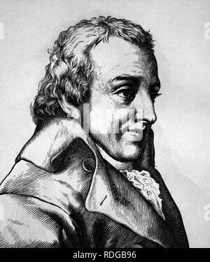 Johann Gottlieb Fichte, 1762 - 1814, deutscher Pädagoge und Philosoph, Porträt, historische Darstellung, 1880 Stockfoto