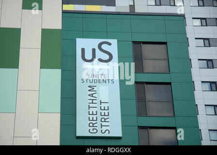 Studentenwohnheim, vereinigt Euch Studenten, Greetham Street, Portsmouth, Hampshire, UK. Stockfoto