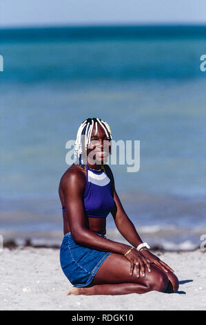 Venus Williams konkurrieren auf dem 1998 Lipton Tennis Meisterschaften Stockfoto