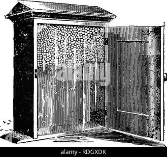 . Die Biene - der Keeper Guide; oder, Handbuch der Imkerei. Bienen. 238 135210 BEB-kbkpbr Führer; Die Einwände, die ich bei der Verwendung solcher Nesselsucht gefunden habe, sind die Tatsache, dass so wenige verwenden Sie, und dang'er töten Bienen für die schnelle Abwicklung. Sie können mit der Geschwindigkeit manipuliert werden, wenn wir nicht darauf achten, wie viele Bienen wir zerschlagen. Es schmerzt mich, eine Biene zu töten, und so habe ich den Langstroth Stil schneller Manipu-finden. Herr Snow auch, wer war der erste der obigen Stil der Bienenkorb zu machen, hat sie zu Gunsten der Langstroth verworfen. Sein Einwand zu den oben genannten, ist die Tatsache, dass die verschiedenen Kämme nicht sicher sind so gebaut werden Stockfoto
