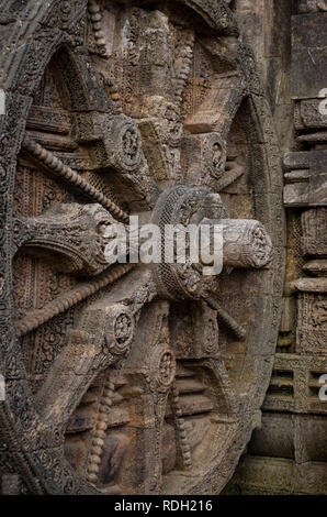 Eine der berühmten Räder Konark Sonnentempel. Stockfoto