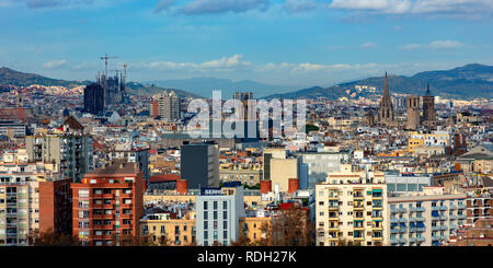 Luftaufnahme von beleuchteten Stadt Barcelona, Spanien Stockfoto