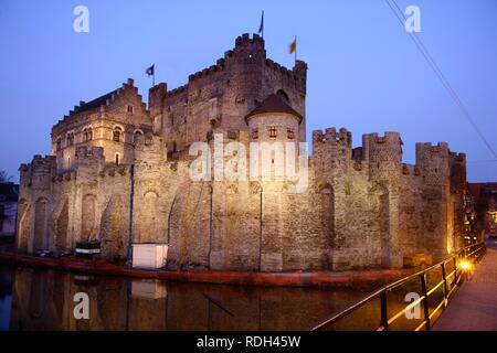 Altstadt von Gent, Burg Gravensteen, Gent, Ostflandern, Belgien, Europa Stockfoto