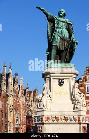 Jacob Van Artevelde Denkmal auf Vrijdagsmarkt, Gent, Ostflandern, Belgien, Europa Stockfoto