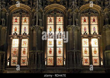 Glasfenster an der Stadthuis historisches Rathaus, Gent, Ostflandern, Belgien, Europa Stockfoto