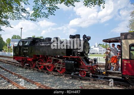 Narrow-gauge Steam Railway, auch als 'MOlli' bekannt, Heiligendamm, Ostseeküste, Mecklenburg-Vorpommern Stockfoto