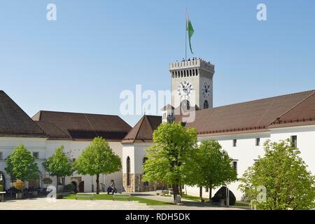 Hof mittelalterliche Burg, Ljubljana, Slowenien Stockfoto