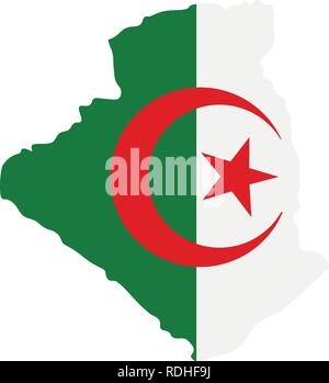 Karte von Algerien mit Fahne im Inneren. Algerien map Vector Illustration Stock Vektor