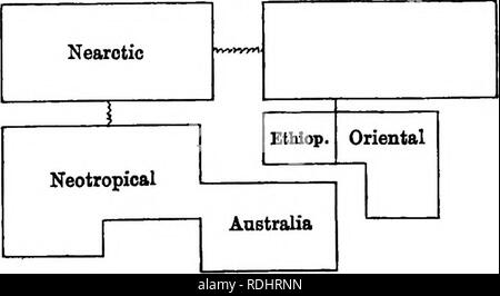 . Ein text-Buch Der zoogeographie. Zoogeographie. CI-CH. II] PLÄNE DER VERTEILUNG. Reptilien 81 nearktischen Faunenregion Neotropischer Europa Asien Australien und Polynesien Afrika eine REGENWÜRMER Holarctic Neotropischer Äthiopien orientalische Australien e Antarktis 6 BATRACHIA. 1 Eine Madagaskar, b Neuseeland, c Patagonien. B. z. 6. Bitte beachten Sie, dass diese Bilder sind von der gescannten Seite Bilder, die digital für die Lesbarkeit verbessert haben mögen - Färbung und Aussehen dieser Abbildungen können nicht perfekt dem Original ähneln. extrahiert. Beddard, Frank E. (Frank Evers), 1858-1925. Cambridge University Press Stockfoto