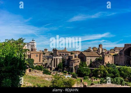 Rom, Italien, 24. Juni 2018: Die antiken Ruinen auf dem Forum Romanum in Rom Stockfoto