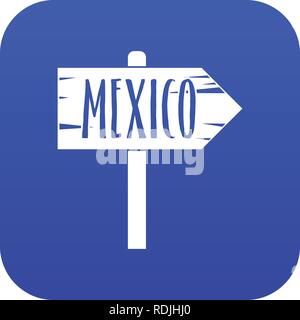 Mexiko Holz- Richtung zeigende Pfeil Symbol digital Blau Stock Vektor