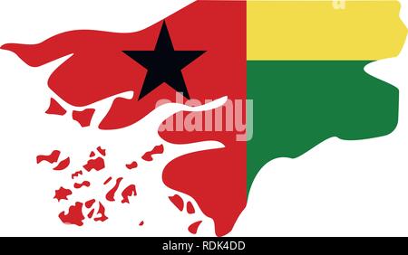 Karte von Guinea Bissau mit Fahne im Inneren. Guinea Bissau Karte Vector Illustration Stock Vektor