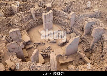 Sanliurfa, Türkei - September 08, 2018: Touristen besuchen Göbeklitepe Tempel in Şanlıurfa, Türkei am September 08, 2018. Stockfoto