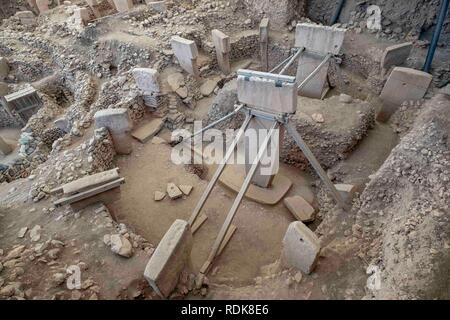 Sanliurfa, Türkei - September 08, 2018: Touristen besuchen Göbeklitepe Tempel in Şanlıurfa, Türkei am September 08, 2018. Stockfoto