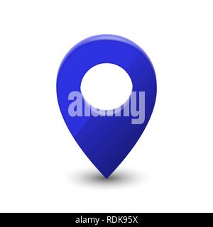 3D-Karte pointer Stift auf weißem Hintergrund Stock Vektor