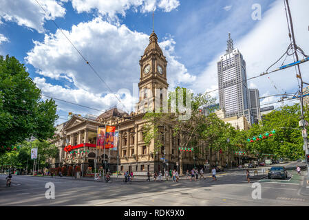 Melbourne, Australien - 28 Dezember, 2018: Melbourne Town Hall ist die zentrale Stadt und Rathaus, und ist ein historisches Gebäude, dass es da wurde Stockfoto