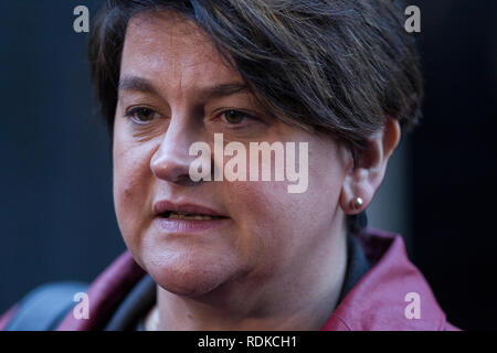 Arlene Foster, Nordirland Politiker und Führer der Democratic Unionist Party außerhalb Nr. 10 Downing Street, Whitehall, London, England, Großbritannien Stockfoto